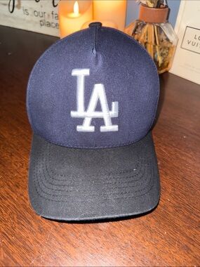 LA Logo Two-Tone Baseball Cap in Navy and Black